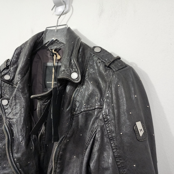 Mauritius Leather Saddy RF Studded Motorcycle Jacket in Black Women's Size M/8 - Picture 11 of 16